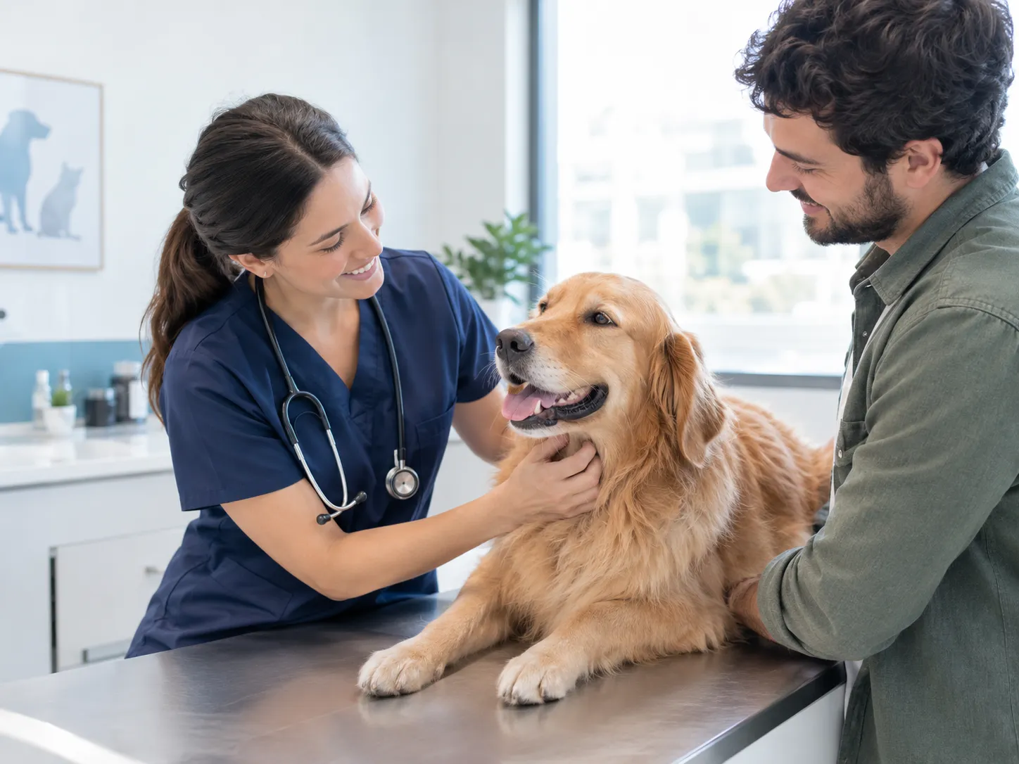 Tutor interactuando con su mascota en consulta bajo el enfoque de bajo estrés de NOVA Vet